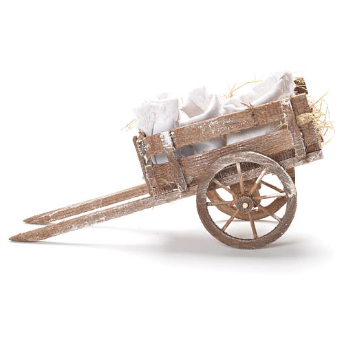 Cart with flour sacks, Neapolitan Nativity 12x20x8cm 2