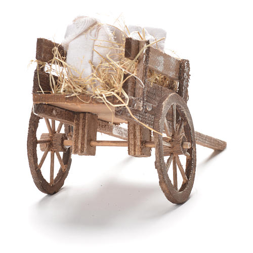 Cart with flour sacks, Neapolitan Nativity 12x20x8cm 3