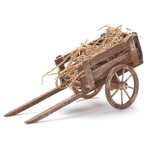 Cart with hay, Neapolitan Nativity 12x20x8cm 1