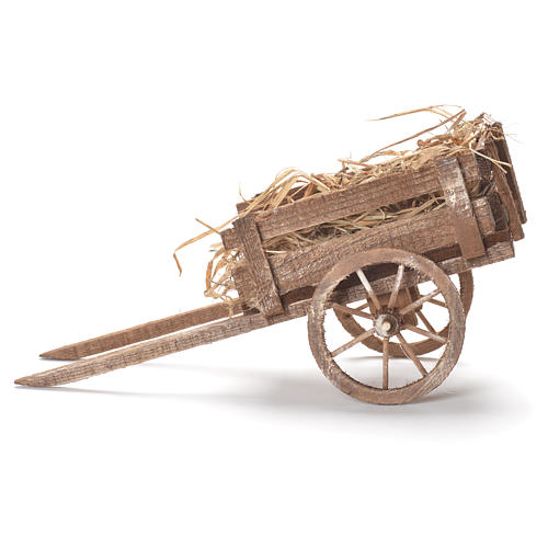 Cart with hay, Neapolitan Nativity 12x20x8cm 2