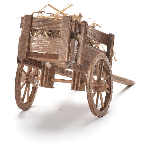 Cart with hay, Neapolitan Nativity 12x20x8cm 3