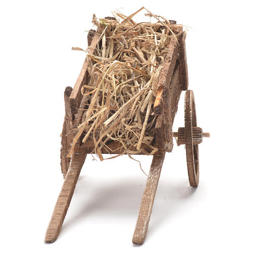 Cart with hay, Neapolitan Nativity 12x20x8cm 4