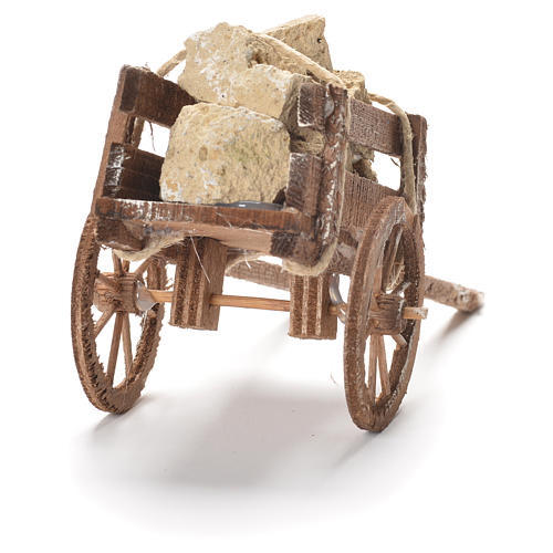 Cart with stones, Neapolitan Nativity 12x20x8cm 3