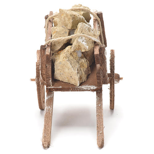 Cart with stones, Neapolitan Nativity 12x20x8cm 4