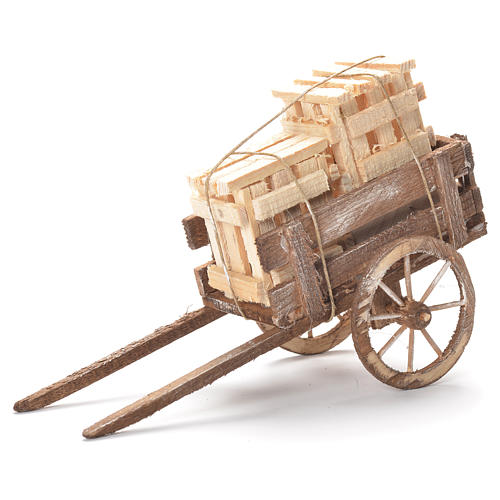 Cart with boxes, Neapolitan Nativity 12x20x8cm 1