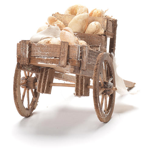 Cart with bread, Neapolitan Nativity 12x20x8cm 3