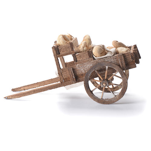 Cart with bread, Neapolitan Nativity 12x20x8cm 6
