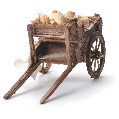 Cart with bread, Neapolitan Nativity 12x20x8cm 8