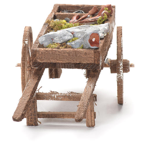 Fish cart, Neapolitan Nativity 12x20x8cm 4