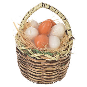 Accessory for nativities of 20-24cm, basket with eggs in wax