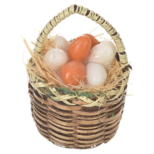 Accessory for nativities of 20-24cm, basket with eggs in wax 1