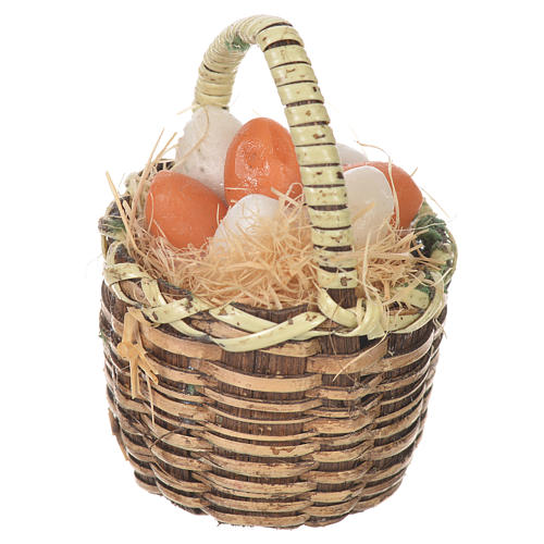 Accessory for nativities of 20-24cm, basket with eggs in wax 2
