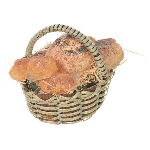Accessory for nativities of 20-24cm, basket with bread in wax 4