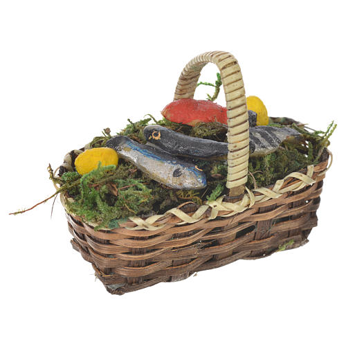 Accessory for nativities of 20-24cm, basket with fish in wax 1