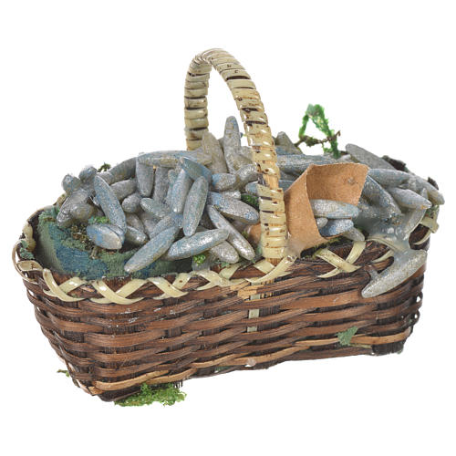 Accessory for nativities of 20-24cm, basket with sardines in wax 1