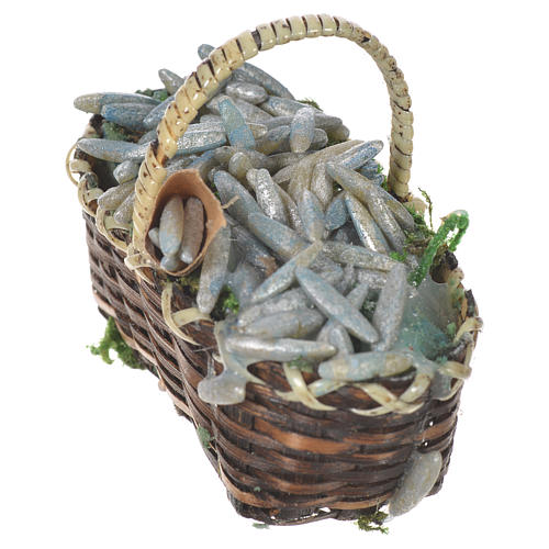Accessory for nativities of 20-24cm, basket with sardines in wax 2