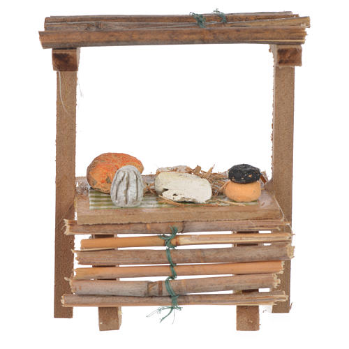 Nativity wooden stall with cheeses in wax, 9x10x4.5cm 1