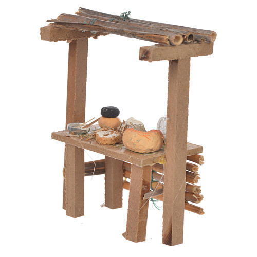 Nativity wooden stall with cheeses in wax, 9x10x4.5cm 2