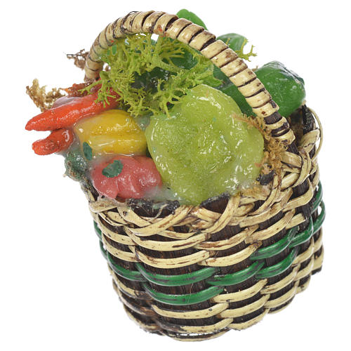 Korb mit Gemüse aus Wachs für Krippenfiguren 20/24cm 2
