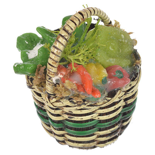 Accessory for nativities of 20-24cm, basket with vegetables in wax 1