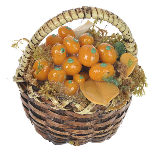 Canasta con fruta naranja para pesebre 20-24 cm 1