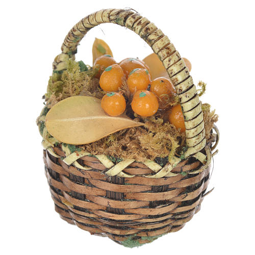 Canasta con fruta naranja para pesebre 20-24 cm 2