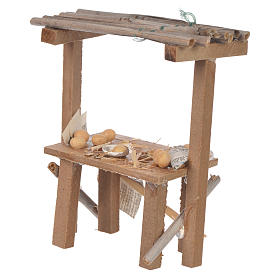 Aliments en miniature: Banc bois oeufs cire crèche 9x10x4,5 cm