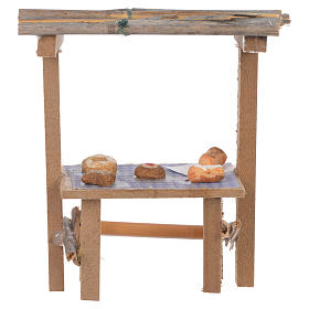 Aliments en miniature: Banc bois gâteaux cire crèche 9x10x4,5 cm