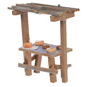 Aliments en miniature: Banc bois gâteaux cire crèche 9x10x4,5 cm