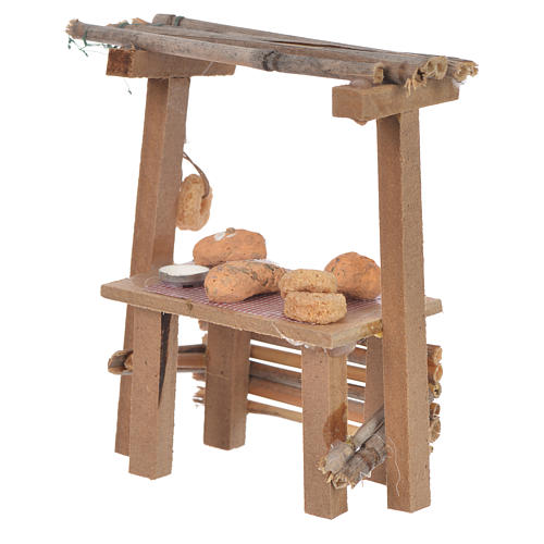 Banca madeira pão cera presépio 9x10x4,5 cm 2