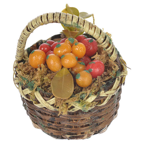 Accessory for nativities of 20-24cm, basket with fresh fruit in wax 2