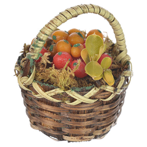 Accessory for nativities of 20-24cm, basket with fresh fruit in wax 1