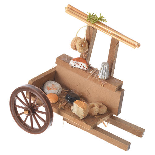 Cart with cheeses in wax, nativity accessory 10x12x8cm 1