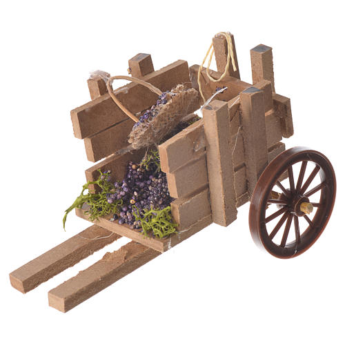 Cart with grapes in wax, nativity accessory 10x12x8cm 1