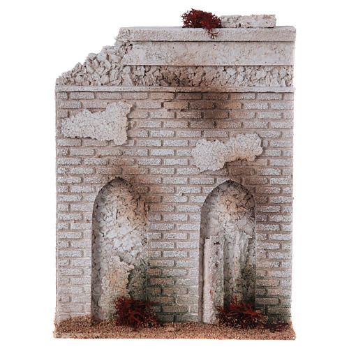 Nativity setting, wall in cork with arches measuring 27x21x5cm 1