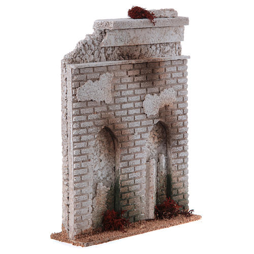 Nativity setting, wall in cork with arches measuring 27x21x5cm 3