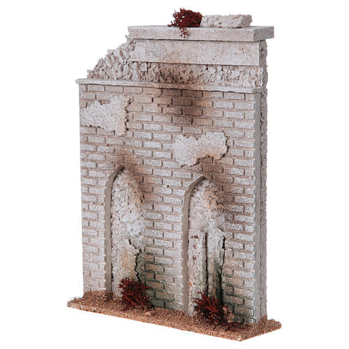 Muro de cortiça com falsas portas para presépio, 27x21x5 cm 2