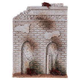 Nativity setting, wall in cork with arches measuring 27x21x5cm