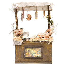 Cibo in miniatura presepe: Banco del panettiere in cera 40x25x10,5 presepe