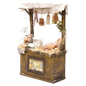 Cibo in miniatura presepe: Banco del panettiere in cera 40x25x10,5 presepe