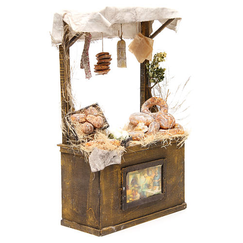Nativity baker's stall in wax, 40x25x10.5cm 4