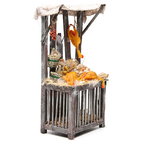 Nativity poultry seller stall in wax, 40x18x12cm 4