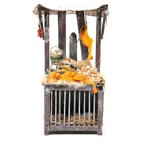 Nativity poultry seller stall in wax, 40x18x12cm