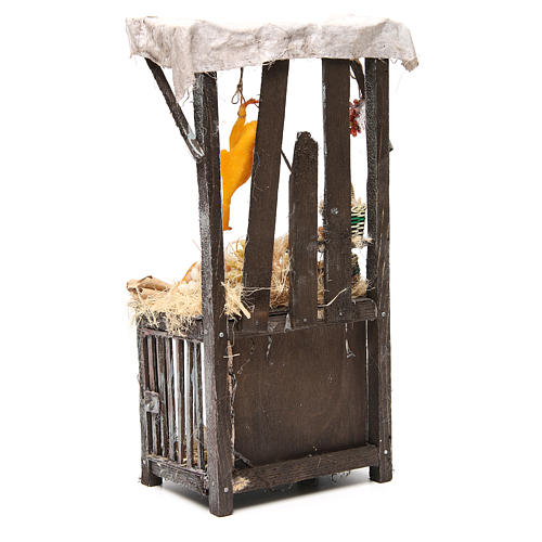Nativity poultry seller stall in wax, 40x18x12cm 3