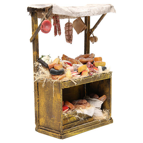 Nativity meat and cheese stall in wax, 41x22.5x15cm 4