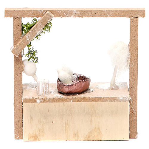 Nativity candy floss stall in wax, 10.5x11x4cm 2