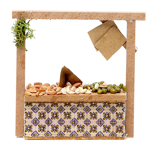 Nativity cereal and olives stall in wax, 10.5x11x4cm 1