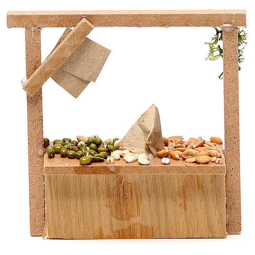 Nativity cereal and olives stall in wax, 10.5x11x4cm 2