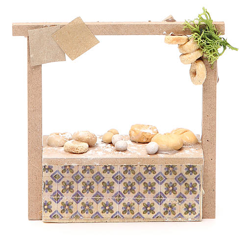 Nativity bread and cake stall in wax, 10.5x11x4cm 1