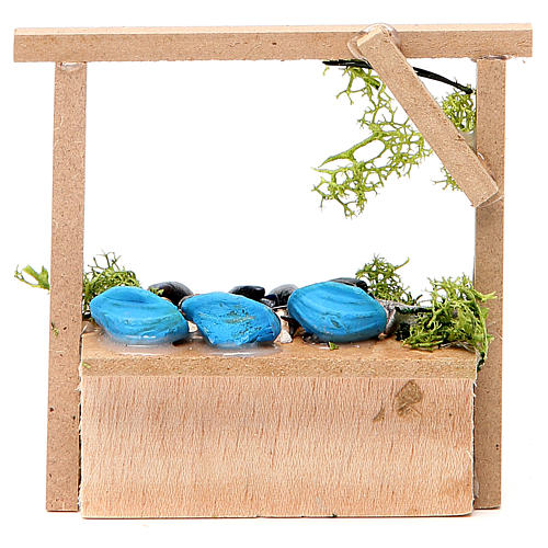 Nativity fish and mussels stall in wax, 10.5x11x4cm 2